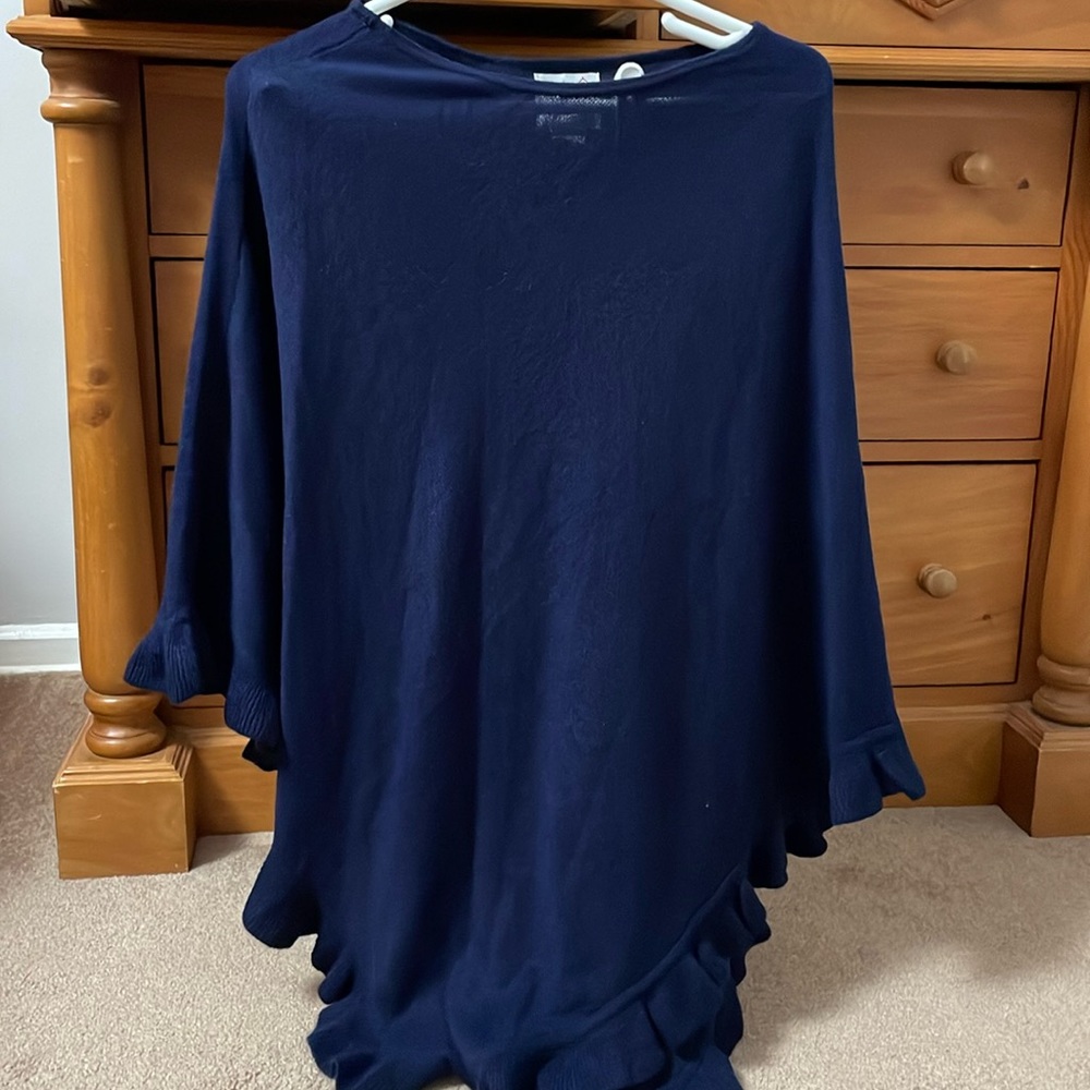 April Marin Navy Blue Poncho with Ruffles